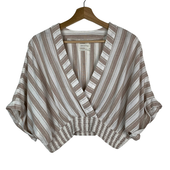 Urban Outfitters Tops - Urban Outfitters Faux Wrap Crop Top Viscose Linen Size L